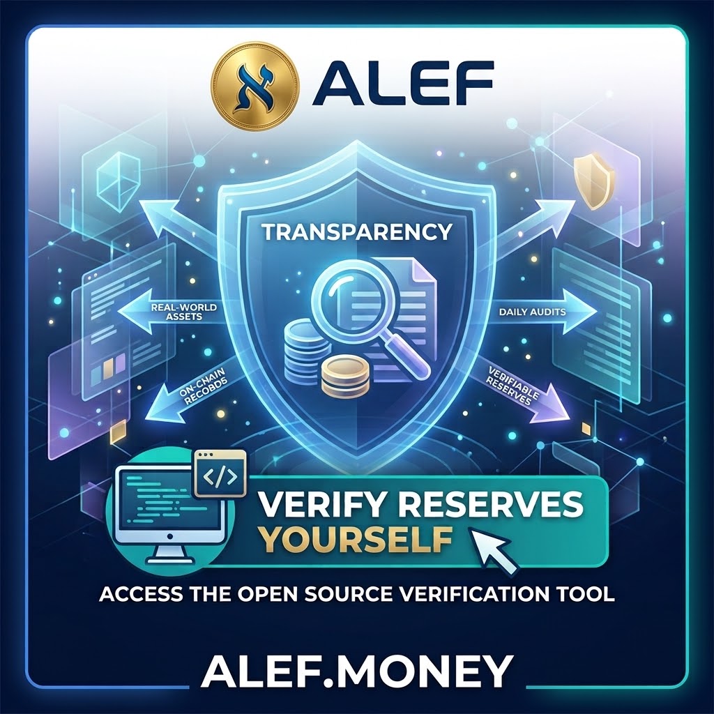 AlefMoney's tweet photo. #Alef is a fully transparent #crypto, anyone can verify reserves using our open-source program. No trust needed. https://t.co/RqPz7yrNCV