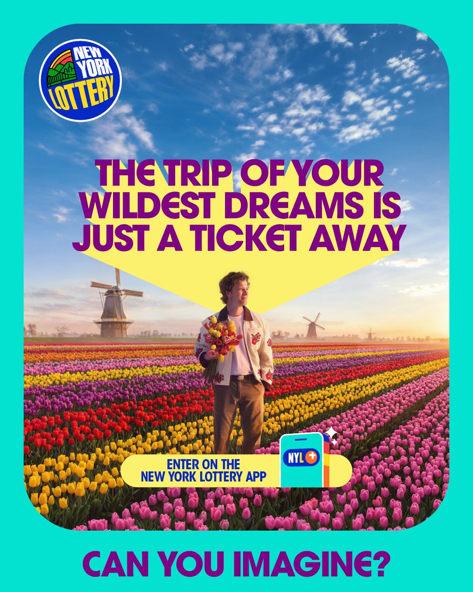 newyorklottery's tweet photo. You could buy yourself flowers, or you could travel to the Netherlands and experience the entire tulip field 🌷 #newyorklottery #pleaseplayresponsibly https://t.co/jHJWVEwigX
