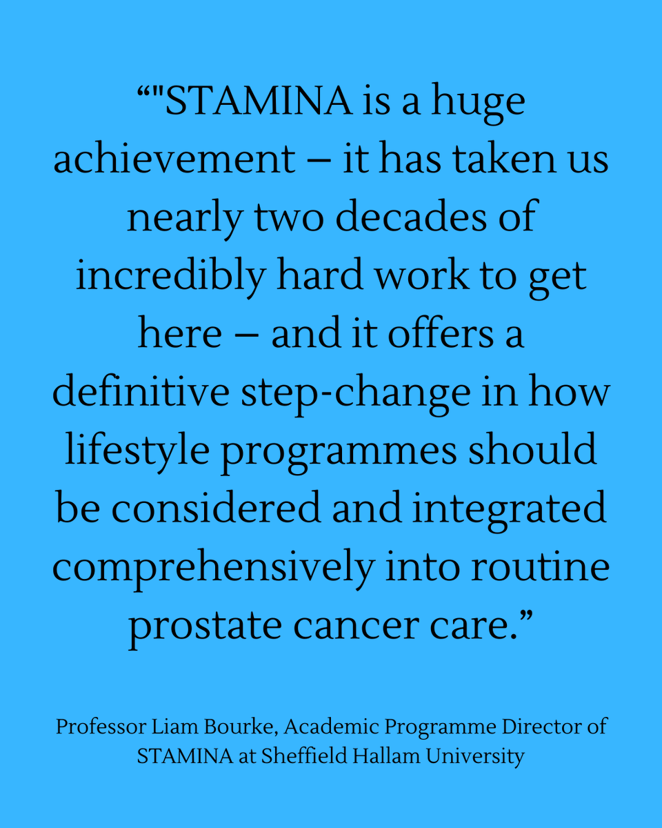 MOVEcharity's tweet photo. The results of an NHS trial (STAMINA) funded by the NIHR, has shown that a targeted lifestyle programme can reduce the side effects of hormone therapy for men with prostate cancer. This resonates so much with what we strive to achieve here at MOVE Against Cancer. #movementmatters https://t.co/KvMgmcf8Ck