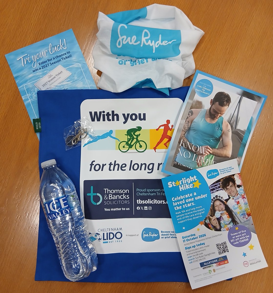 TBSolicitors's tweet photo. We're putting the finishing touches on this year's @lidocheltenham Tri Festival goody bags, and we can't wait for our entrants to see what's inside! We’d also like to thank @ScimitarCustom for their generous donation including the @Sue_Ryder branded neck tubes. https://t.co/8rdZ4W7RqQ