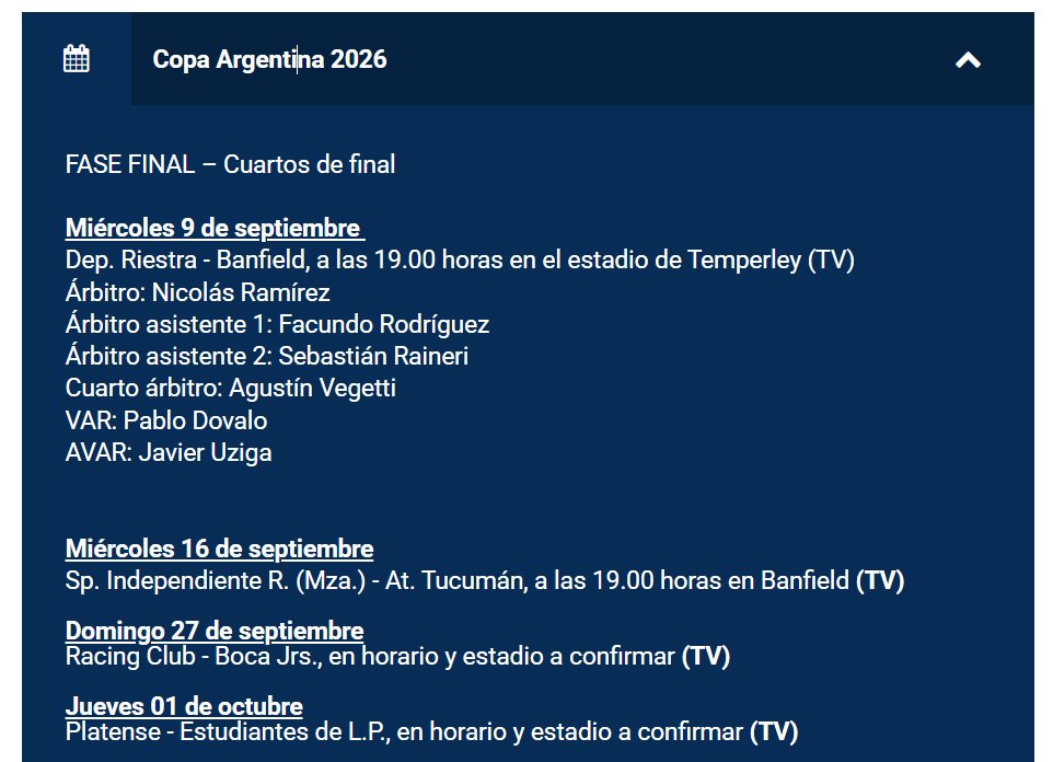 Cristoffede's tweet photo. ⚠️ AFA confirmó el cruce entre Racing y Boca en Copa Argentina en su web https://t.co/LBRMSoJKc7