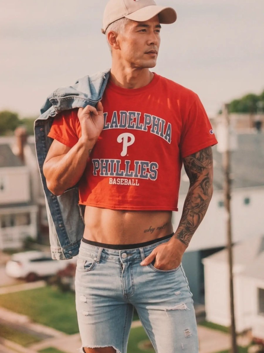 RomezzyLopez's tweet photo. Somewhere between a laid-back day and a whole damn photoshoot. The Philly tee brought the vibe, the denim brought the attitude, and I just showed up.

#MensFashion
#MensStyle
#Streetwear
#CasualStyle
#FitCheck https://t.co/0Q6KQAABPZ
