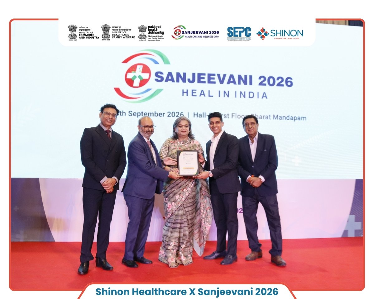 Shinon_global's tweet photo. Honoured to be named MVT Facilitator of the Year and Most Transformative Medical Value Travel Company of the Year at Sanjeevani 2026 https://t.co/DufEXIfOrd