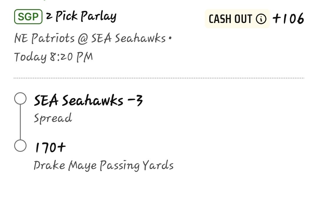 BrickByBrick247's tweet photo. September 9th NFL Play 🏈

collab W/ @THEBETTINGFLOOR

1u | Seahawks -3 / Drake Maye 170+ Passing Yards (+106)
———————————-

These two legs make perfect sense together.

Seattle has won four straight against New England, including a 29-13 win in the Super Bowl. Their defense made life difficult for Maye, sacking him six times, forcing two interceptions and holding the Patriots to only 13 points.

Now Seattle gets the rematch at home in one of the loudest environments in football. New England will also be without TreVeyon Henderson, taking an explosive weapon out of its backfield.

The Maye leg fits perfectly with the Seattle spread. Even with all the pressure he faced in the Super Bowl, Maye still finished with 252 passing yards. If Seattle controls this game like we expect, New England will eventually have to abandon the run and let Maye throw while playing from behind.

❤️If Tailing 

More Plays In The Discord! 👇
https://t.co/mOh5khnUHI…

Use CODE NFL50 for 50% OFF

#Gambling𝕏 | #NFL #Bettingtips #Straightbet