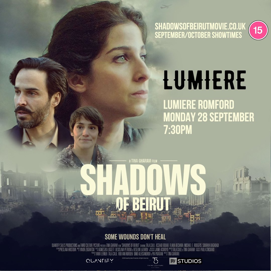 TheBuffStudios's tweet photo. NOW BOOKING: Tickets are on sale for @shadowsofbeirut at LUMIERE ROMFORD on Monday September 28 at 7.30pm.

Directed by @Gharavi 
Starring Tala Calil, Assaad Bouab,  Flavia Bechara & Michael E Rodgers.

Released in the UK by @TheBuffStudios 

BOOK NOW at https://t.co/ELcCFHm3iH 

#shadowsofbeirut