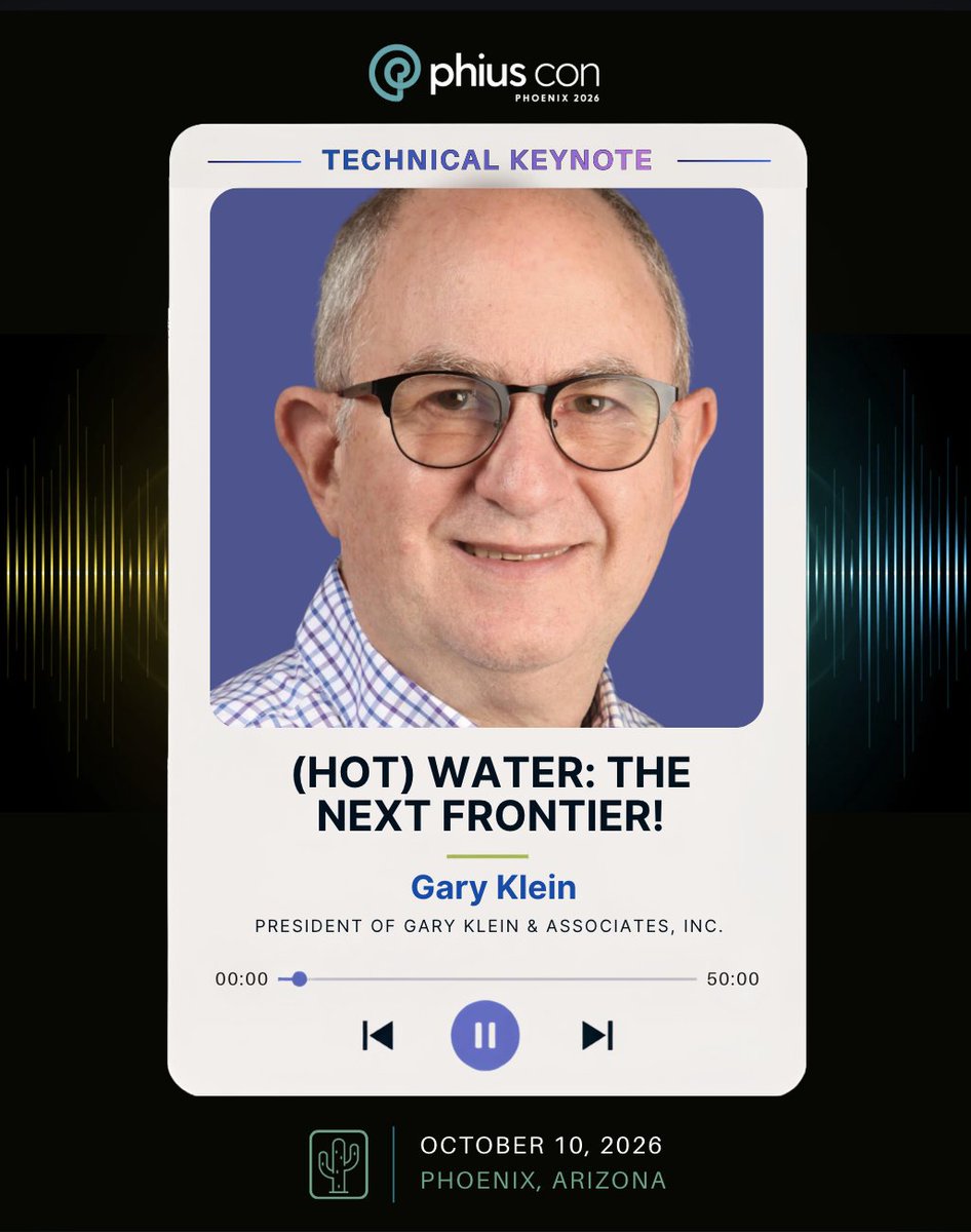 PHIUS1's tweet photo. At #PhiusCon2026, Gary Klein takes the Technical Keynote stage to explore “(Hot) Water: The Next Frontier!”
A look at what’s next for hot water in high-performance buildings.

🗓 October 10, 2026 
📍Phoenix, AZ

#phius #passivebuilding #passivehouse https://t.co/lhnPuZESIg
