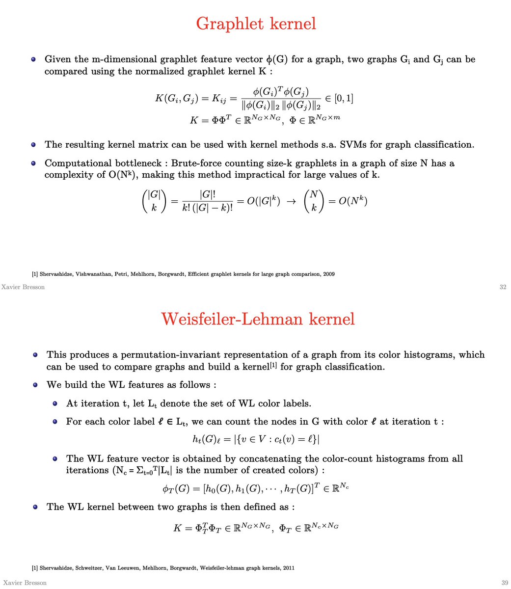 xbresson's tweet photo. Graph Machine Learning course
Lecture 7 presents Shallow Graph Learning 🌟
Graphlets, Laplacian Eigenmaps, shortest paths, diffusion distances, Weisfeiler-Lehman graph isomorphism, DeepWalk/Node2vec, skip-gram, negative sampling.
https://t.co/kuUikEtSIP https://t.co/LJGWnEe2Za