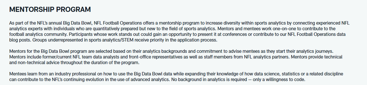 StatsbyLopez's tweet photo. Applications are open for the 2026-27 Big Data Bowl Mentorship Program https://t.co/ZuLs2Bhynx https://t.co/Z9etsG1nIb