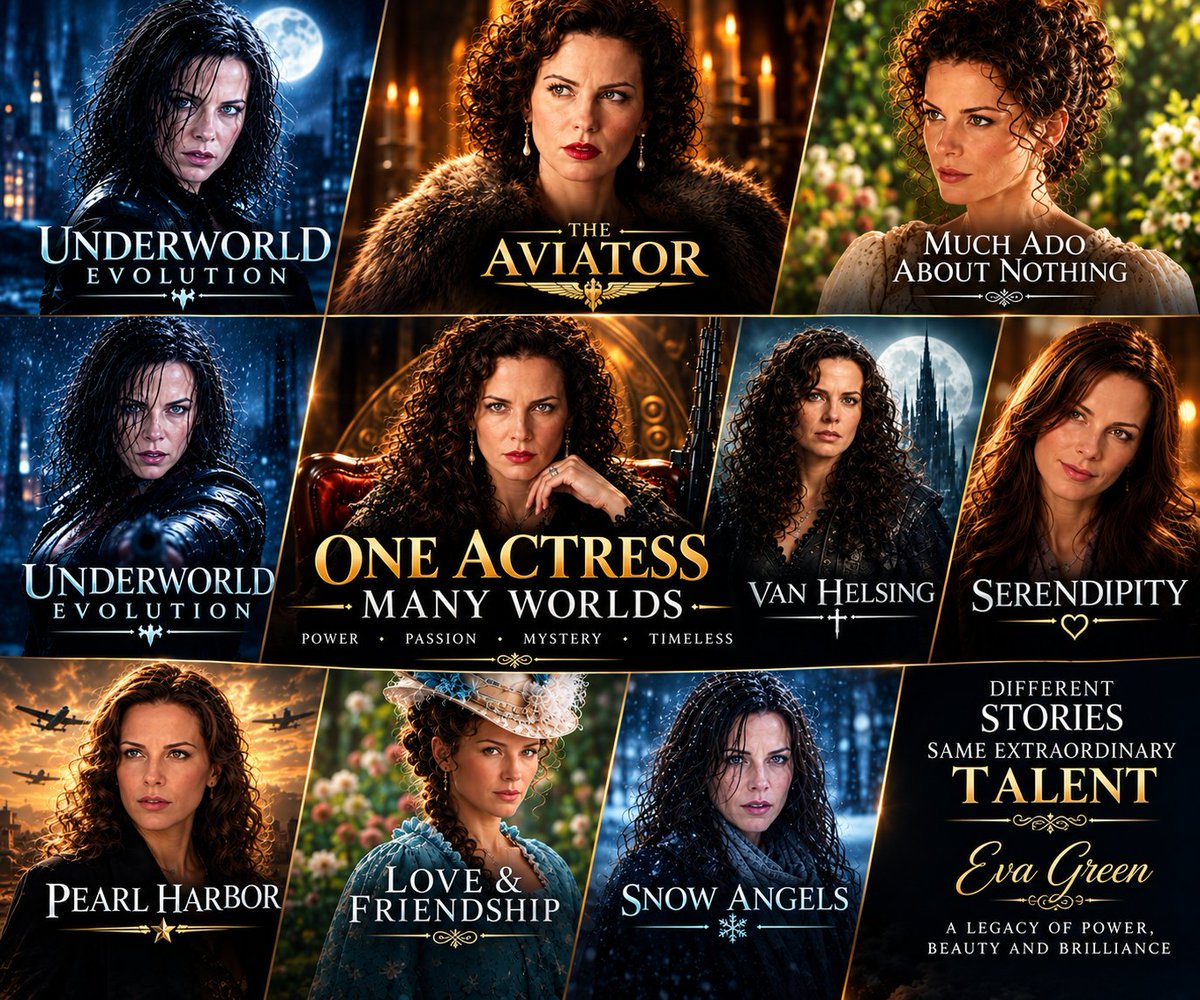 petros_'s tweet photo. 👑✨KATE BECKINSALE — A CAREER DEFINED BY VERSATILITY, ELEGANCE, AND MEMORABLE CHARACTERS

Kate Beckinsale has built a remarkable career by moving effortlessly between action, fantasy, romance, comedy, drama, and period films. Looking at this collage, what immediately stands out is the sheer variety of characters and worlds she has inhabited throughout her career. Rather than being defined by one particular genre, Beckinsale has repeatedly demonstrated that she can adapt her screen presence to completely different stories and eras.

Her action identity is especially prominent through the Underworld films. Her portrayal of Selene became one of the most recognizable female action characters of the 2000s and helped establish Beckinsale as a convincing leading figure in the action-fantasy genre. Dressed in black leather and surrounded by dark, atmospheric imagery, Selene represented strength, determination, mystery, and resilience. The role demanded physical intensity as well as emotional control, and Beckinsale gave the character a distinctive presence that became closely associated with the franchise.