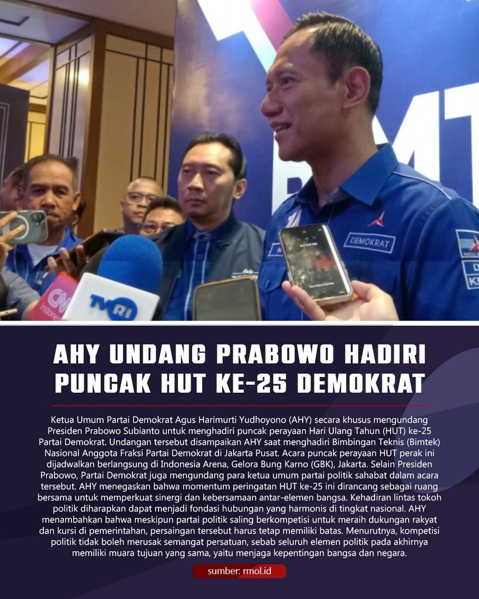 ifanfirmans's tweet photo. Pesan PD Bareng AHY jelas dan lantang, setiap kekuasaan harus digunakan untuk kepentingan rakyat serta dijaga dengan integritas. #25TahunDemokrat https://t.co/PmbRlupFnC