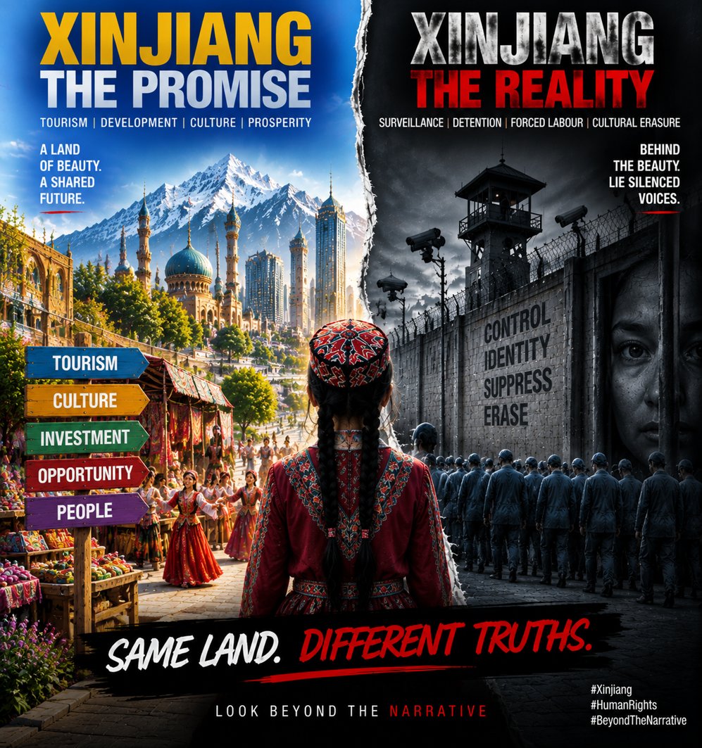 shihan1508's tweet photo. Beijing’s Xinjiang diplomacy focuses on positive images abroad while ignoring reports of surveillance, cultural restrictions, and labour programmes affecting Uyghurs. Forced Labour allegations cannot be dismissed. #XinjiangPropaganda #ForcedLabour https://t.co/eWO4H6PZN2