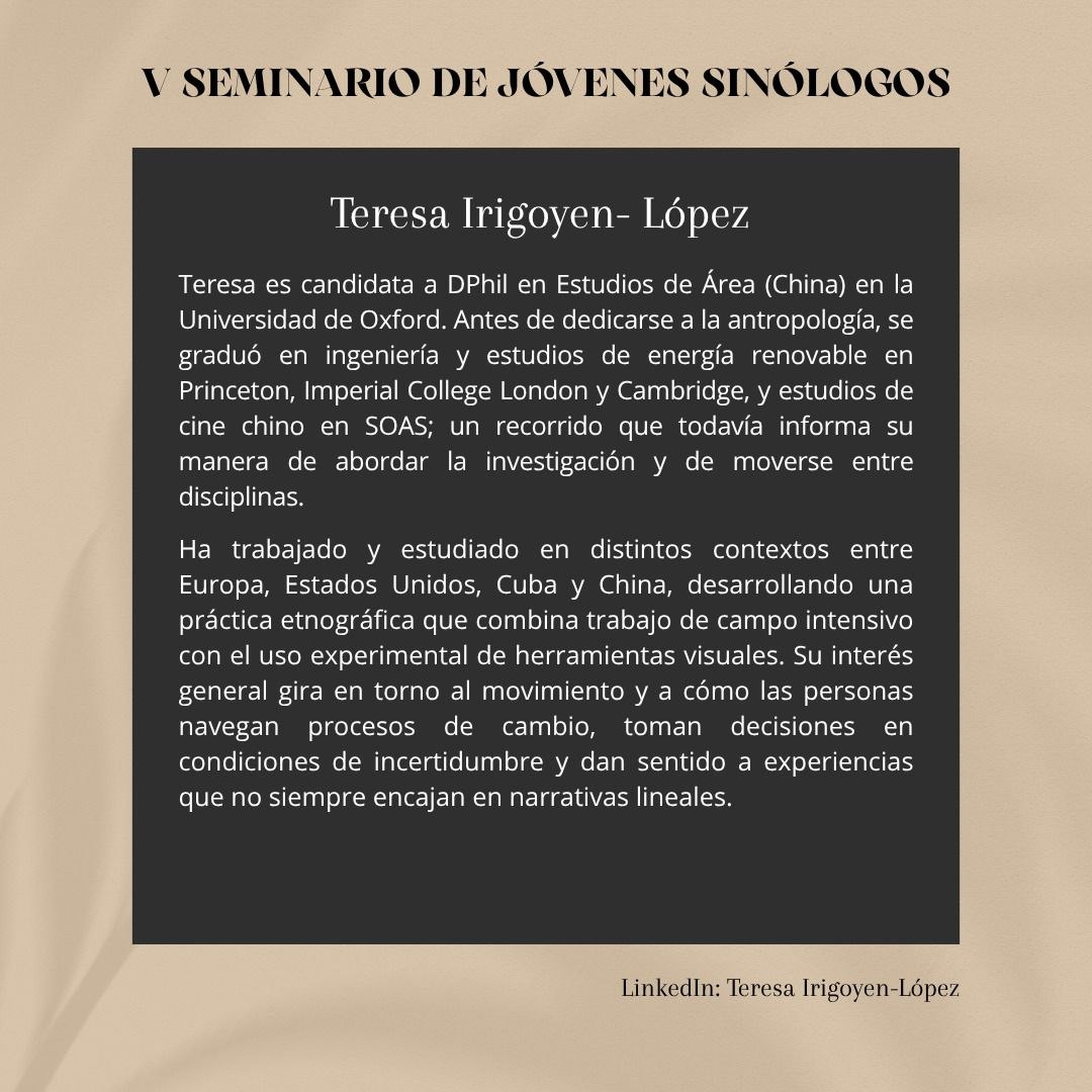 JSinologos's tweet photo. 🟡 Hoy presentamos a Teresa Irigoyen-López como ponente del V Seminario de Jóvenes Sinólogos #VSeJoS. https://t.co/uUM1x8xAu2