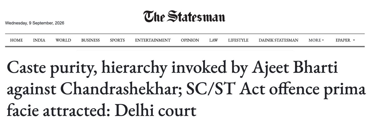 ARanganathan72's tweet photo. The remark by @ajeetbharti, that Chandrashekhar Azad should first make himself worthy of marrying into Ajeet's family, has been construed as an offence that invokes marriageability and an intent to humiliate.

There can be no right reading of a wrong law. Stay strong, Ajeet. https://t.co/N6JwsKxsqf