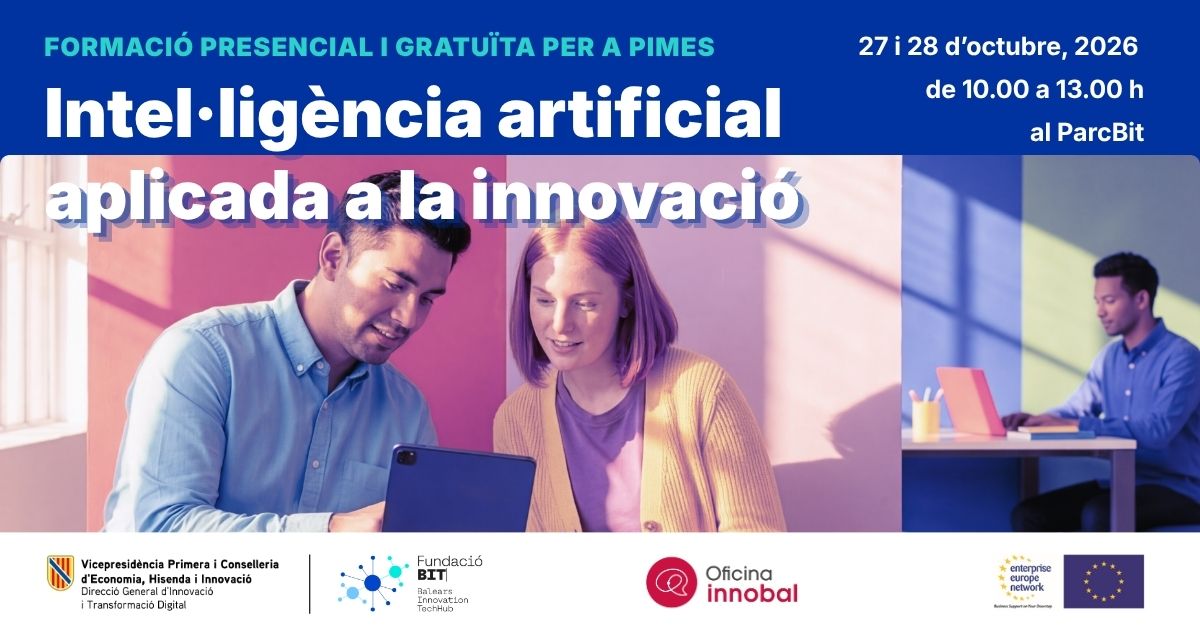 FundacioBit's tweet photo. ⏲️Ja queda poc pel nostre curs d'#IA aplicada a la #innovació empresarial. Apunta't i descobreix casos pràctics, eines i estratègies per impulsar la teva #pime! 

👉https://t.co/c4B51B8TLd https://t.co/AyAX0xAdmn
