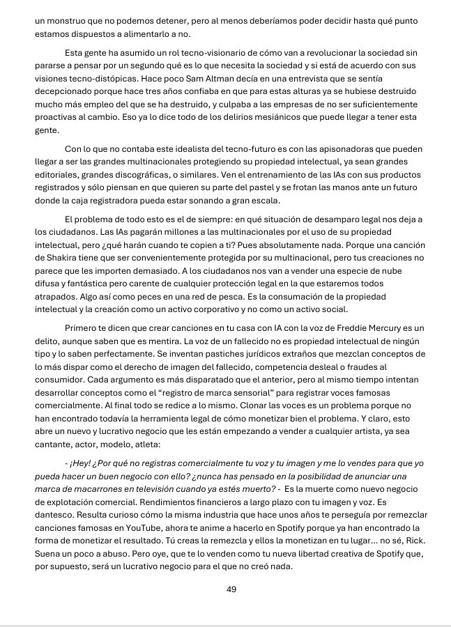 musicradarclan's tweet photo. A raíz de lo que acaba de ocurrir con Open AI, he rescatado este capítulo de un ensayo que escribí hace tiempo y que no se llegó a publicar por discrepancias con la editorial.

...Intentaba explicar por qué todo esto es mucho más preocupante de lo que parece. https://t.co/MUJUsceKXq