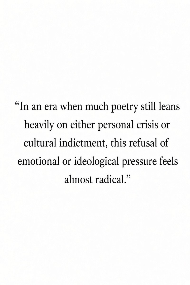 jduhls's tweet photo. Nailed it:

“In an era when much poetry still leans heavily on either personal crisis or cultural indictment, this refusal of emotional or ideological pressure feels almost radical.”

Buy this poetry in the shop at the link in my bio. https://t.co/26svmLoEAQ