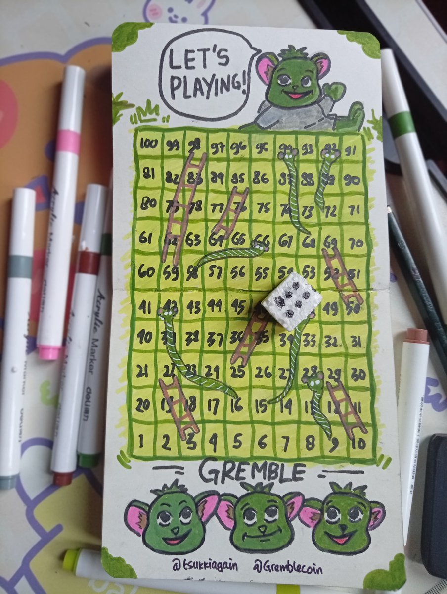 tsukkiagain's tweet photo. Time to playing with @GrembleCoin $GREMBLE #GREMBLECOIN ππ₯π₯
Having fun with Snakes and ladders special edition Gremble icon π
I made this step by step, of course with homemade dice too... i give my best for GREMBLE π₯π₯π₯ https://t.co/ct2zzE1SVO