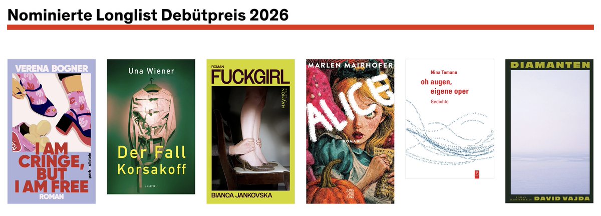buchkultur's tweet photo. Und das ist noch die Longlist für die Debüts: https://t.co/8ZAG4T2hyI