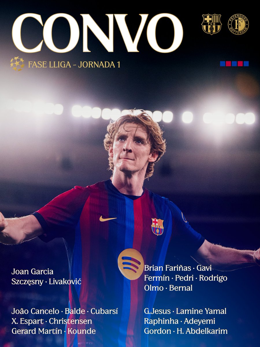 FCBarcelona's tweet photo. ⭐️ 𝗧𝗵𝗶𝘀 𝗶𝘀 𝗼𝘂𝗿 𝗖𝗵𝗮𝗺𝗽𝗶𝗼𝗻𝘀 𝗟𝗲𝗮𝗴𝘂𝗲 𝘀𝗾𝘂𝗮𝗱 ⭐️ https://t.co/TIwxKavdij