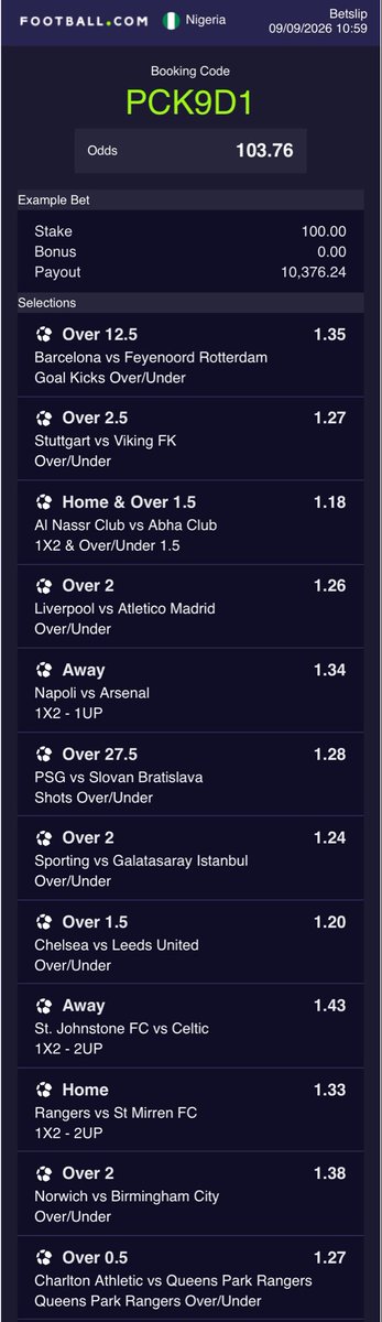 loudpunts's tweet photo. 103 Odds on https://t.co/FFSR7OyyfS 🍀⚽️

PCK9D1

31 Odds edit 👉 XB1D9502

Bet Responsibly 🔞 https://t.co/pQs8Wm8tKH