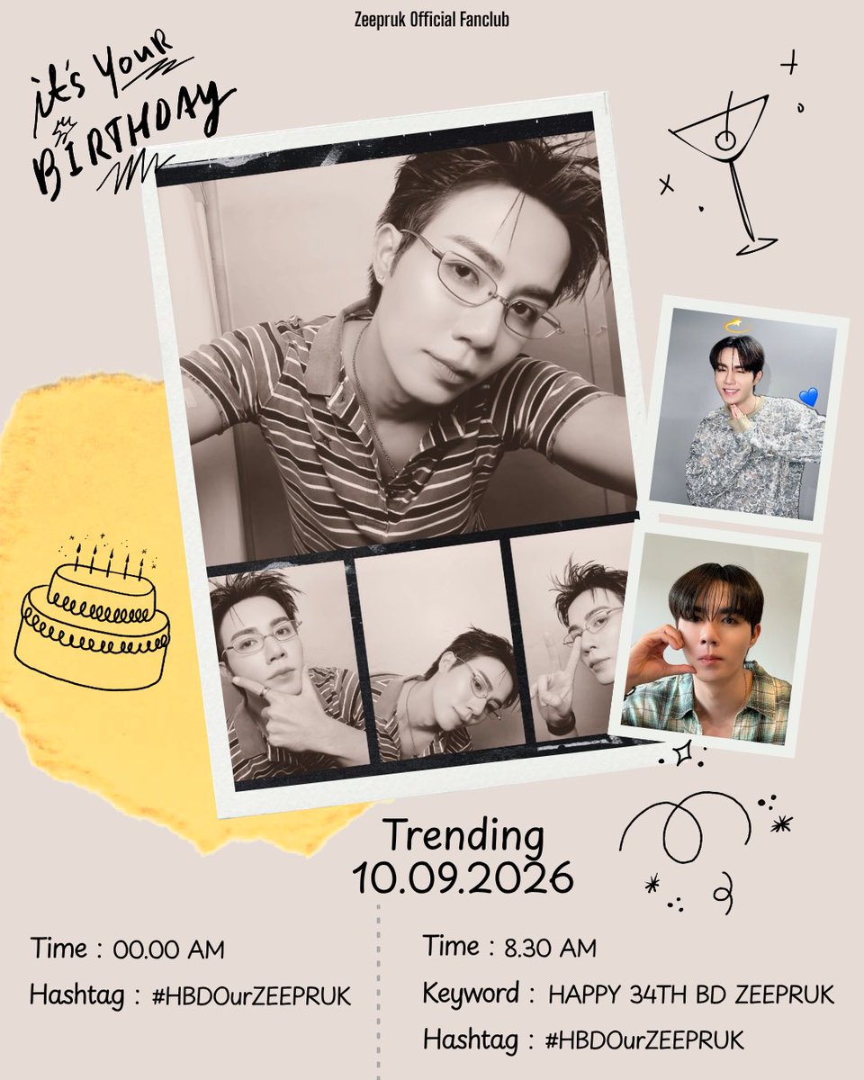 ZeePruk_OFC's tweet photo. 🎂✨ เนื่องจากพรุ่งนี้จะถึงวันเกิดของซี พฤกษ์ของพวกเราแล้ววว! ทางบ้านขอชวนทุกคนมาร่วมอวยพรวันเกิด และมาสร้างโมเมนต์ดี ๆ ให้กับวันพิเศษของซีไปด้วยกันนะคะ 💙

*️⃣ ทางบ้านขอนัดเทรนด์ทั้งหมด 2 ช่วงเวลา เพื่ออวยพรวันเกิดให้ซีและพาแฮชแท็กไปออกแฉข่าวเช้าค่ะ

—————————

🎂✨ Tomorrow is our beloved Zee Pruk’s birthdayyyy! We would love to invite everyone to join us in sending him birthday wishes and creating wonderful memories for his special day. Let’s join the trend and make Zee’s special day even more memorable together. 💙

*️⃣ We’ll trend in 2 time slots to celebrate Zee’s birthday and get the hashtag featured on the morning radio show.

𝑻𝒓𝒆𝒏𝒅𝒊𝒏𝒈
🗓 : 10.09.2026
⏰ : 00.00 AM
#️⃣ : #.HBDOurZEEPRUK

𝑻𝒓𝒆𝒏𝒅𝒊𝒏𝒈
🗓 : 10.09.2026
⏰ : 8.30 AM
🗝️ Keyword : HAPPY 34TH BD ZEEPRUK
#️⃣ : #.HBDOurZEEPRUK

🌊 @Zee_Pruk ☀️ 
#ZeePruk #Zunshine