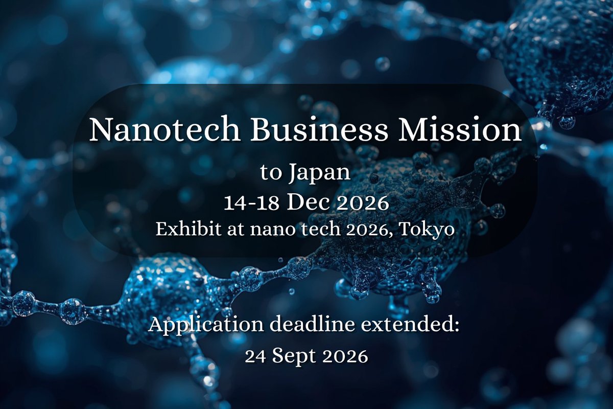 EUJapanCentre's tweet photo. 🗾 Join our Nanotech Business Mission to Tokyo, 14–18 Dec 2026.

For European companies &amp; clusters in advanced materials, process engineering &amp; semiconductors.

⏳ Apply by 24 Sept
🔗 https://t.co/px4vC5BmPM
#EUJapan #Nanotech https://t.co/GYqk1Xm4Cl