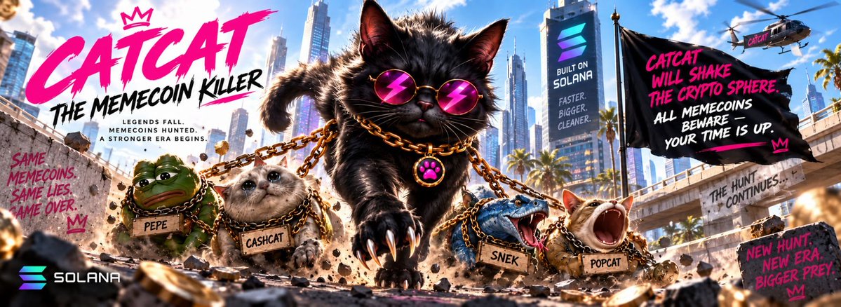 Sol_Tribe1's tweet photo. 🚨 THE COIN KILLER HAS ARRIVED. 🐱💀

$CATCAT is LIVE on Solana.

The crypto sphere is about to SWING. 🌪️🔥

Built from zero.
Powered by the community.
Ready to make some noise.

🐱 CATCAT — THE COIN KILLER

CA: H5HpmAwDxon2XVpcnHAY9sRjsFbJY4ZgJtuBbbKQpump

🚀 https://t.co/ILlmK0o4LU

#CATCAT #Solana #Memecoin