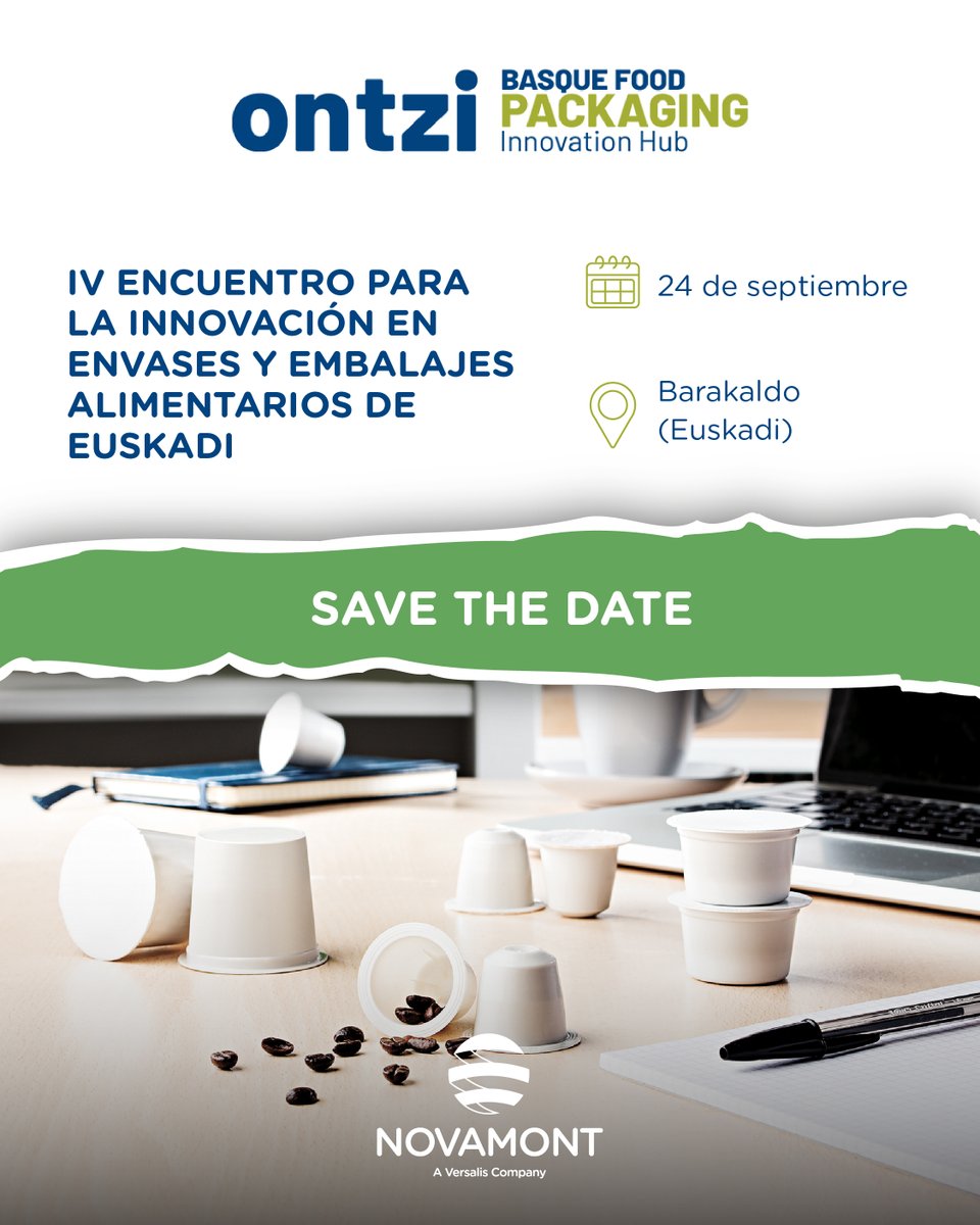 Novamont_Iberia's tweet photo. #SaveTheDate
Estaremos en IV Encuentro para la Innovación en Envases y Embalajes Alimentarios de Euskadi.
Punto de encuentro referente que reune a empresas alimentarias, expertos y agentes del sector del envase para bordar los retos actuales #PPWR.
¡Nos vemos en #Barakaldo! https://t.co/d1b0B9CCYb