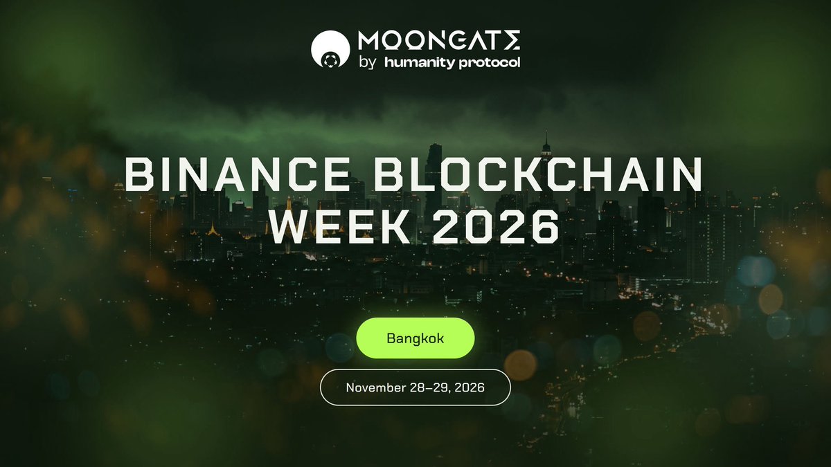 Moongate's tweet photo. Binance Blockchain Week is back! 

Join the global @Binance community in Bangkok on November 28–29.

Get your tickets now and pay securely through Moongate.

👉 https://t.co/grDJc2C1Sq… https://t.co/RFloWPTKdk