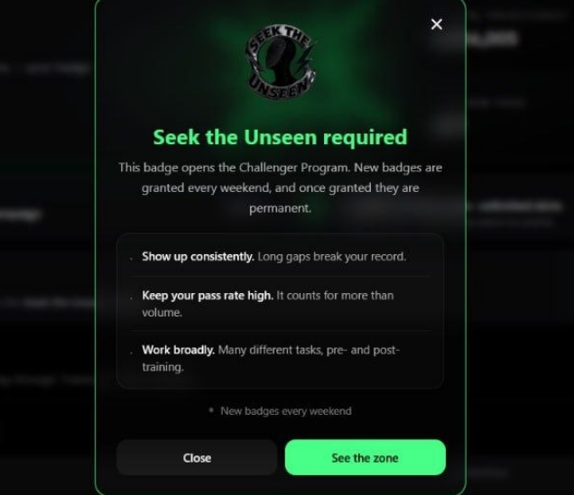 Bennedt2's tweet photo. Check Your Axis Badges
Don't forget to check your Axis “Seek the Unseen” badge! 

 Open your Axis Portfolio

- Go to Badges
- Look for Seek the Unseen

If the badge is lit up, you may have access to the Challenger Program
And yes... Challenger tasks can give 2–3× Axis Points https://t.co/NOxeGk6Jmv