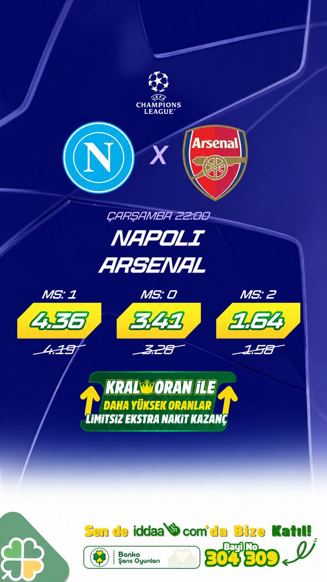 BankoSans's tweet photo. 💎 Şampiyonlar Ligi’nde günün öne çıkan maçları…

�� Kral oranlarla tahminde bulunmak için; 📱 https://t.co/cundOhU26O 

#iddaa #kraloran #ucl #kupon #tahmin https://t.co/FoRBk8TF8j