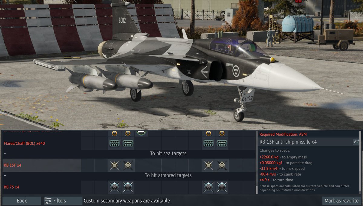 cicada_WT's tweet photo. AJS37とグリペンシリーズに対艦ミサイル。Eペンだけ4発持てる
#WarThunder
#Devserver https://t.co/A0XWDi9Uk6