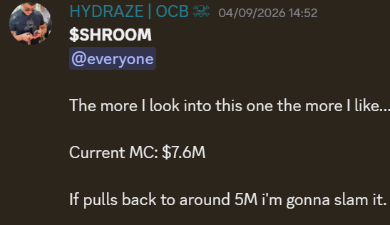 OCBalpha's tweet photo. Can confirm, mushroom-2:native was in fact slammed by @Hydraze420

Huge 8x, which hit an ATH of $60m

$7.6m > $60m

Market is cooking and the Buccs are locked in https://t.co/6cemqHzf0P