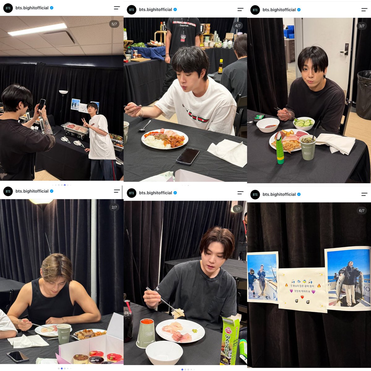 nvcrrbt's tweet photo. Jimin also posted that he ate the fish Jin had caught, but the company has made its hatred and constant sidelining of Jimin very obvious even after the BTS account shifted to an OT6 focus, The person taking the photos of the members has deliberately avoided photographing Jimin💀 https://t.co/Yr10NswFn7