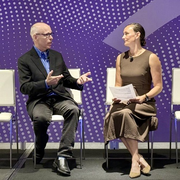 mi_jim's tweet photo. Always a pleasure to discuss the latest news and significant fintech developments with @Finovate’s Julie Muhn. A great start to #FinovateFall. https://t.co/w43KPVTZ35