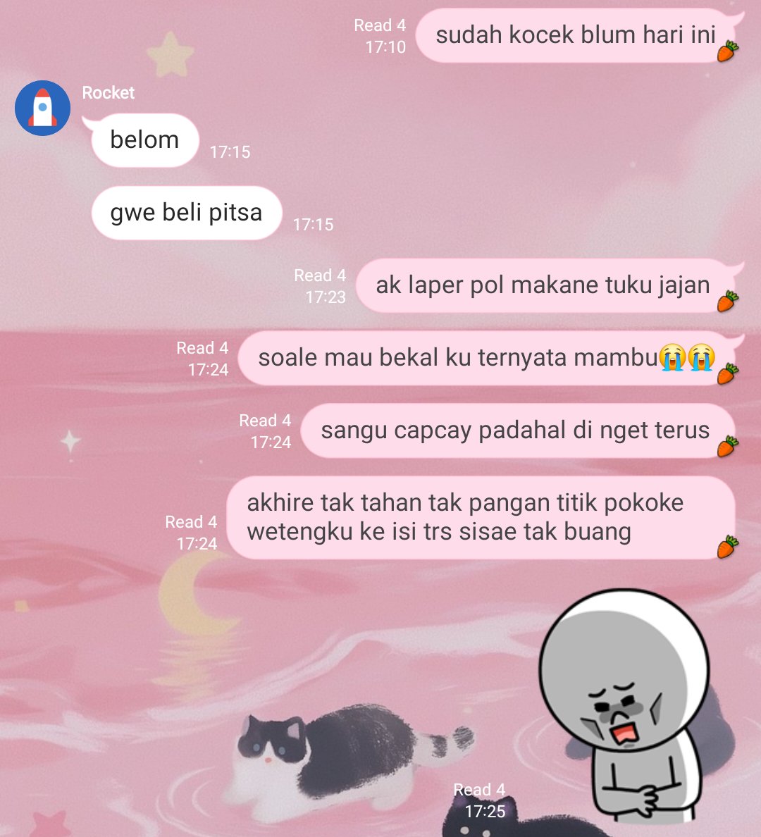 chocosundaey's tweet photo. pertemanan 10th lebih ini lucu dah, chat an ngalir aja tp somehow kayak ngabarin abis pulang ngapain wkwk 

aku : beli tahu kocek cz laper pol 
👩🏻 1 : beli pitsa
👩🏻 2 : mau bikin mie tp telurnya ilang 
👩🏻 3 : mau bikin ramyun tp tidur dulu 
👩🏻 4 : ada kejadian trs jajan pentol https://t.co/wRUQabt9Wp