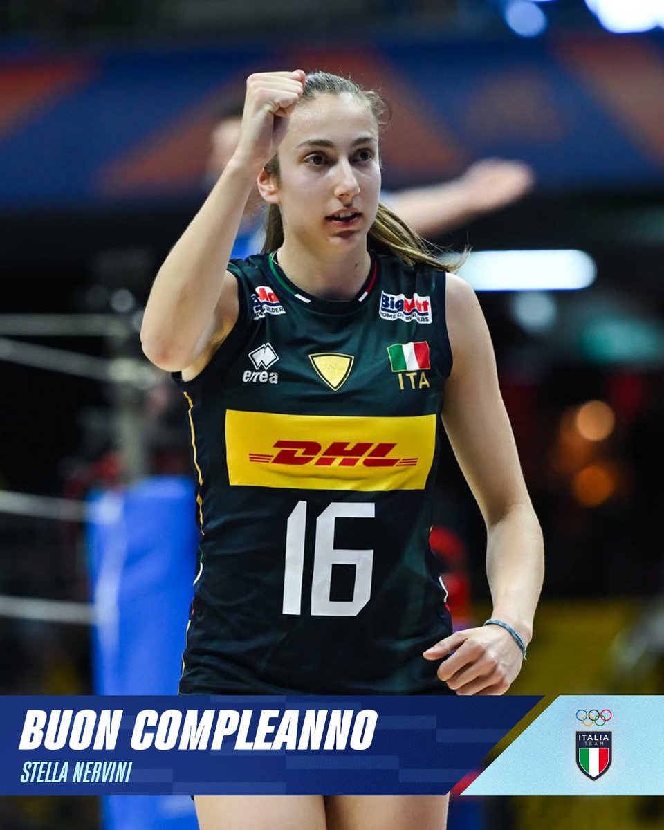 ItaliaTeam_it's tweet photo. Oggi festeggiamo la nostra Stella del Volley! ⭐️🏐

Tanti auguri a Stella Nervini! A 22 anni ma già campionessa mondiale nel 2025 e argento europeo nel 2026 🥳🎂

Fateci sentire nei commenti!

#ItaliaTeam #HappyBDay #ClubOlimpico @Federvolley https://t.co/U9EYtaJ4j5