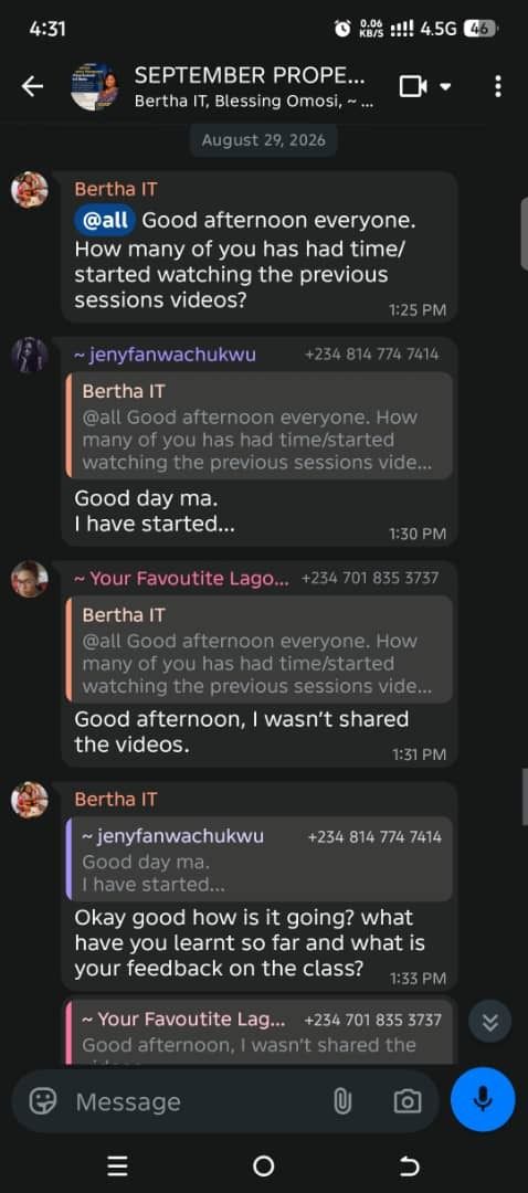 NajarayDigital's tweet photo. The September cohort hasn’t even started yet, but the learning has already begun! 

Students are watching previous cohort videos and already sending in great feedback.

Next cohort: Sept. 24

 Regular fee: ₦50,000

#NDSA #PropertyManagementVA https://t.co/m31TaXjKjg