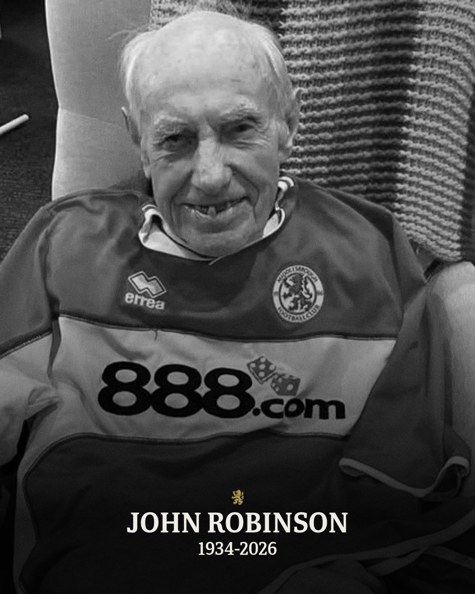 Boro's tweet photo. The club was saddened to learn of the passing of our former player, John Robinson.

Our thoughts go out to his family and friends at this difficult time ❤️ https://t.co/xi77hDyAFg