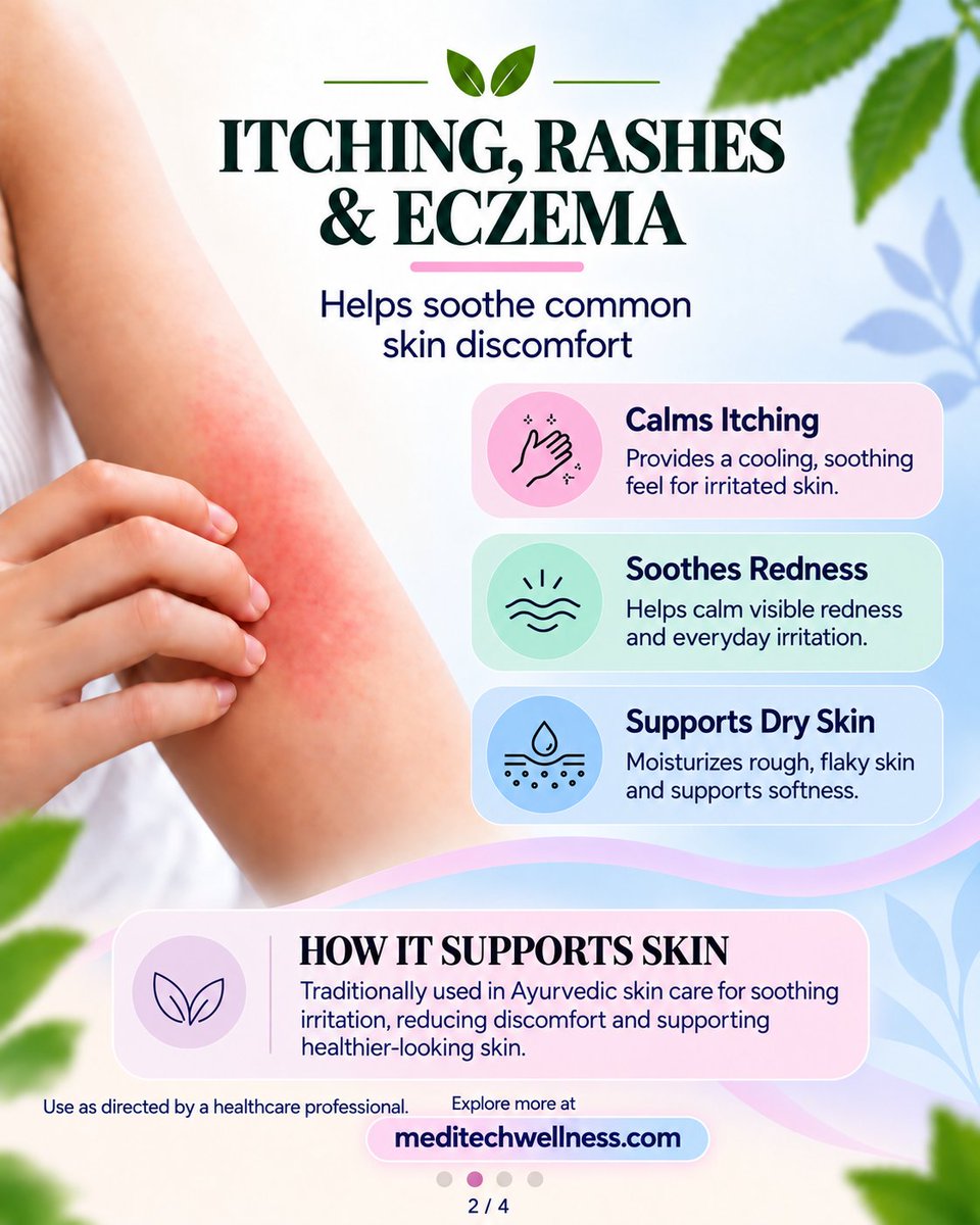 meditechwellnes's tweet photo. One Ayurvedic Malam, supportive care for multiple skin concerns. 🌿
From itching and dryness to minor marks and irritated skin—swipe to explore its uses.
#ParasmaniMalam #AyurvedicSkincare #NaturalSkincare  #SkinHealth #SkinCareTips #ItchySkin #DrySkinCare #MeditechWellness https://t.co/evSQBAxv0W