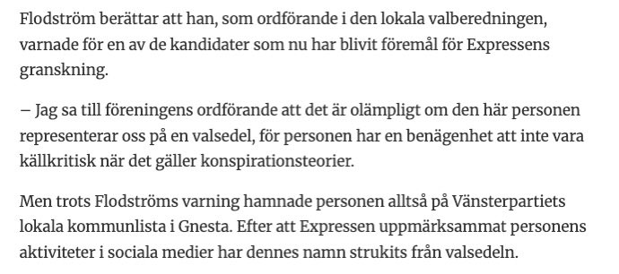 drdanielschatz's tweet photo. En lokal valberedningsordförande uppger att han varnade för en av de V-kandidater som ströks först efter Expressens granskning. Varningen ignorerades.

V nominerade alltså kandidaten trots att partiet kände till  antisemitism, extremism och terrorromantik. Det handlade inte om bristande kontroll – utan om ett medvetet val.

https://t.co/HNl5e1NPfs
