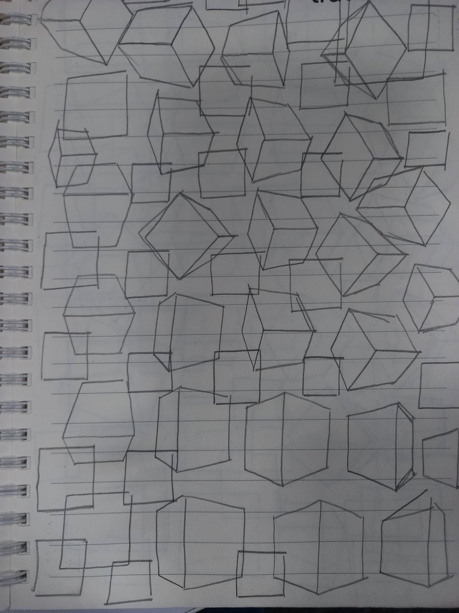 fkaristoo's tweet photo. So some of the exercise might be some lesson or homework from that class. 

A huge part of my issue: I lacked the skill &amp; sensitivity to draw basic 3D forms from different perspective angles.
#LatihanDrawing #sketch #learning #drawing #artidn https://t.co/Z9hzjnbFUH