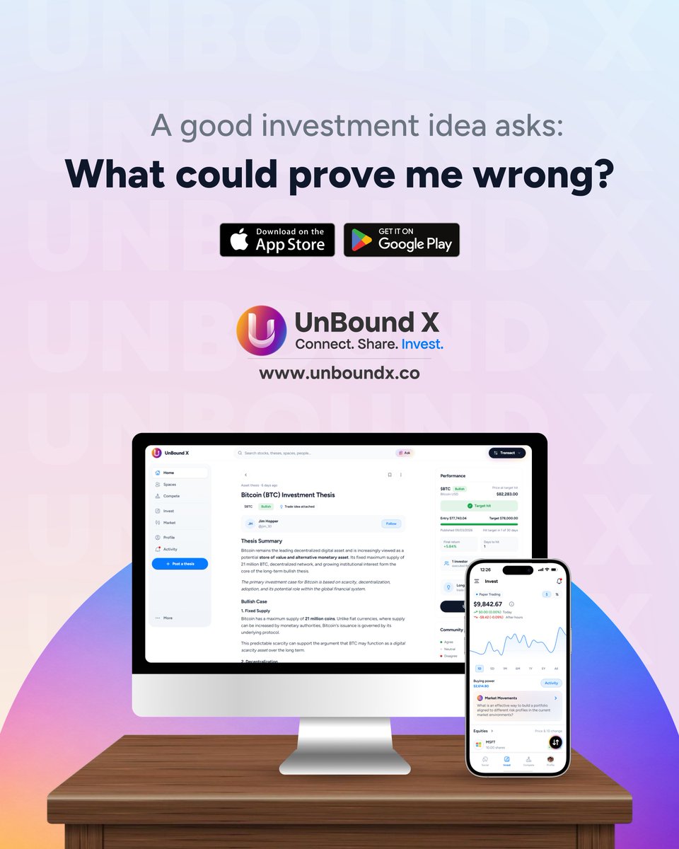 UnBoundXapp's tweet photo. A good investment idea asks: What could prove me wrong?

A strong idea isn't only about why it could work.

 It should make room for what could go wrong too.

🔗https://t.co/QVjyoSz3jR

#ProofOverHype #TrackRecord #CollegeInvesting #FinanceClub #Fintech #InvestingEducation https://t.co/5cGVKGmgFL