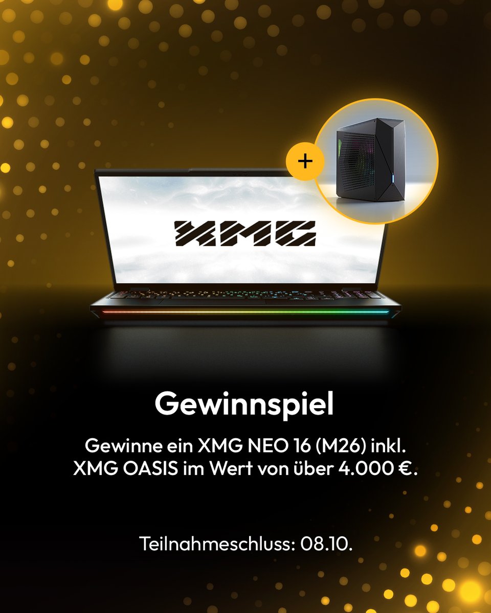 bestwarecom's tweet photo. 🎊🍀 #Gewinnspiel 🍀🎊

Nutze jetzt Deine Chance auf ein brandneues XMG NEO 16 (M26) inkl. der XMG OASIS Wasserkühlung im Wert von über 4.000 € und mach bei unserem Gewinnspiel mit!😍🙌 

👉 https://t.co/IUmV3e5Z8Y

GL &amp; HF!🙏

#giveaway #raffle #laptop #pcgaming #XMG https://t.co/9SDs3xjmUj