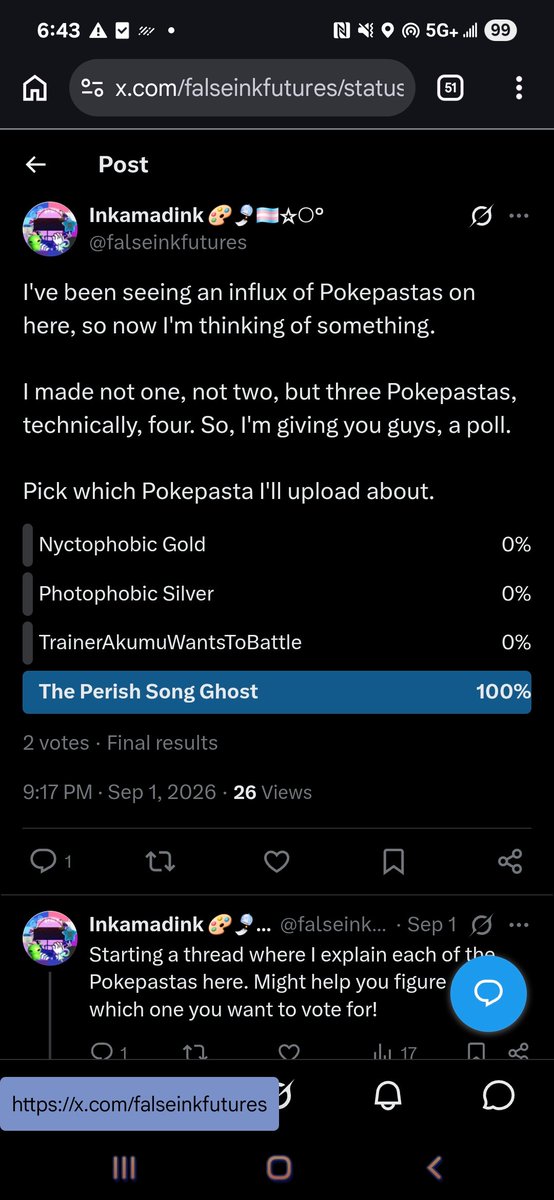 falseinkfutures's tweet photo. Poll came in, The Perish Song Ghost wins!

Don't worry, I'll feed you two. ^^ https://t.co/WLrwpja92e