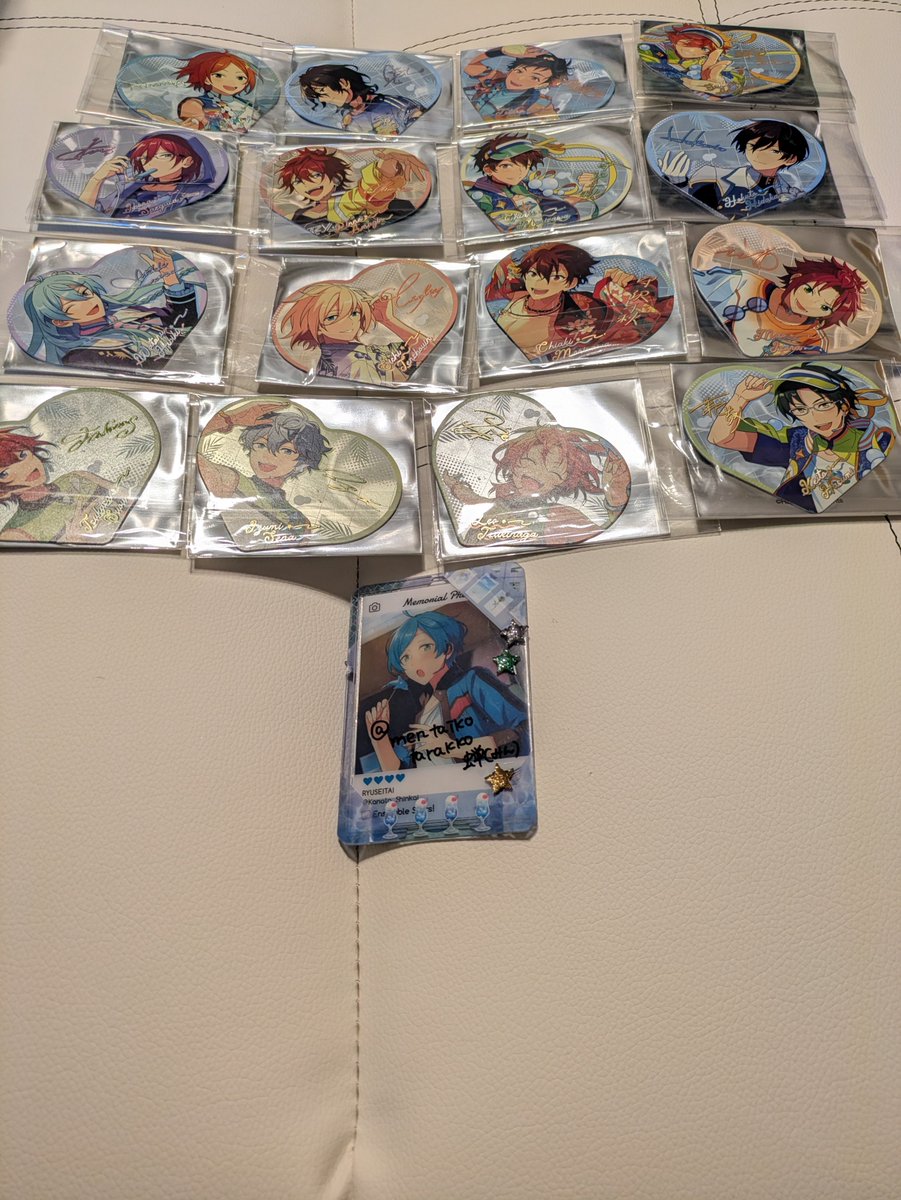 mentaikotarakko's tweet photo. あんスタ　譲渡　夏日波光心　AB

譲⇛画像参照

求⇛1枚目¥240/個+送料
　　3枚目¥230/個+送料

✰ユニット毎、時序含めてお迎え頂ける方優先
✰4点〜

お気軽にお声掛けください🙂‍↕️
お声掛けの際、画像に印をつけてご提案いただけると助かります😶‍🌫️ https://t.co/3NaTE0wuxL