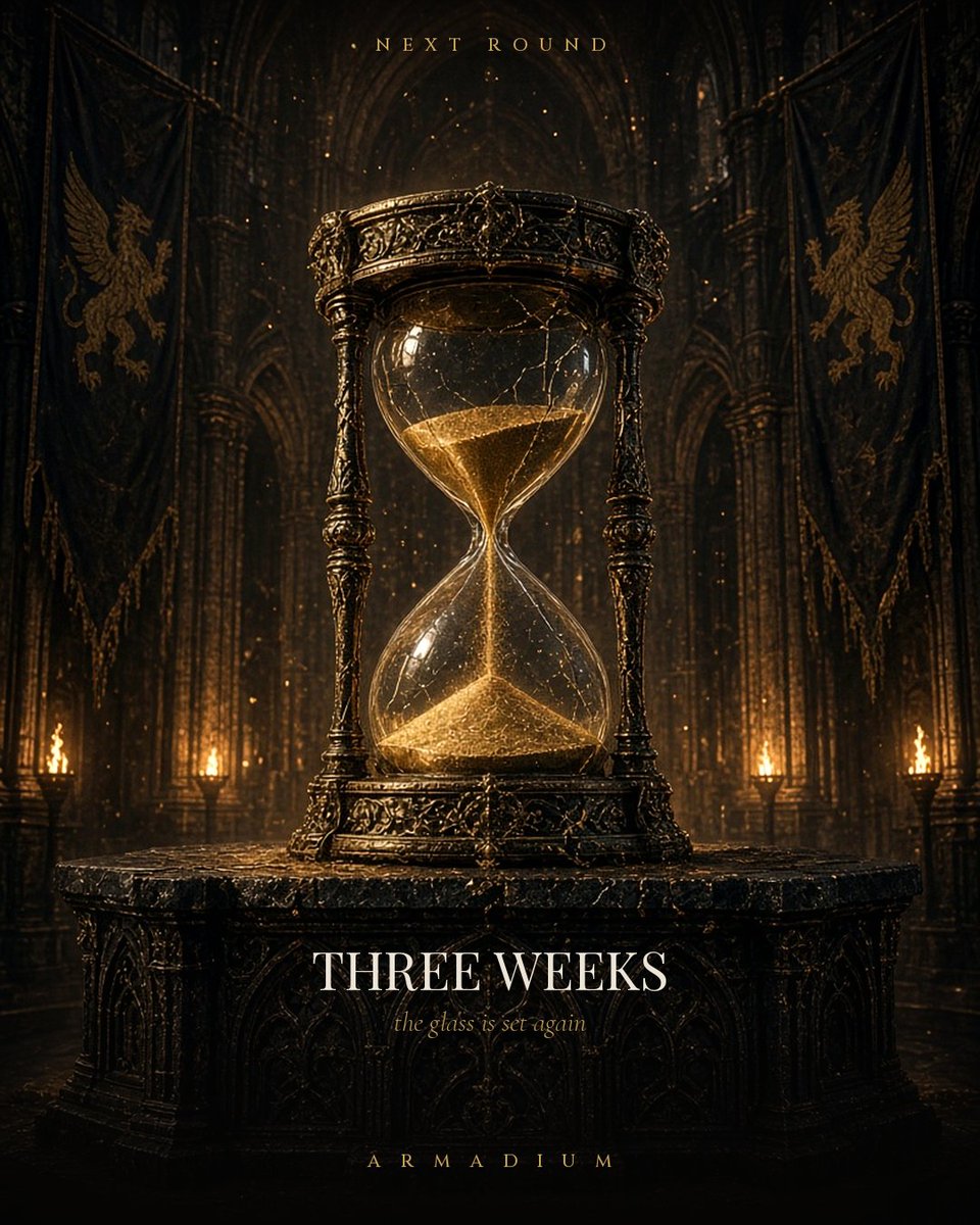 ArmadiumWorld's tweet photo. The next round is three weeks.
The glass is set again.
If you want the empire, stay close to the feed.
No guaranteed payout.
No wallets in the comments.
No DMs for entry.
Updates stay on this account.
When Discord is open, the official channel will be posted here.
@ArmadiumWorld
#GameFirst #Armadium  
#nftgame  #gamefi  #nft  
Let's go