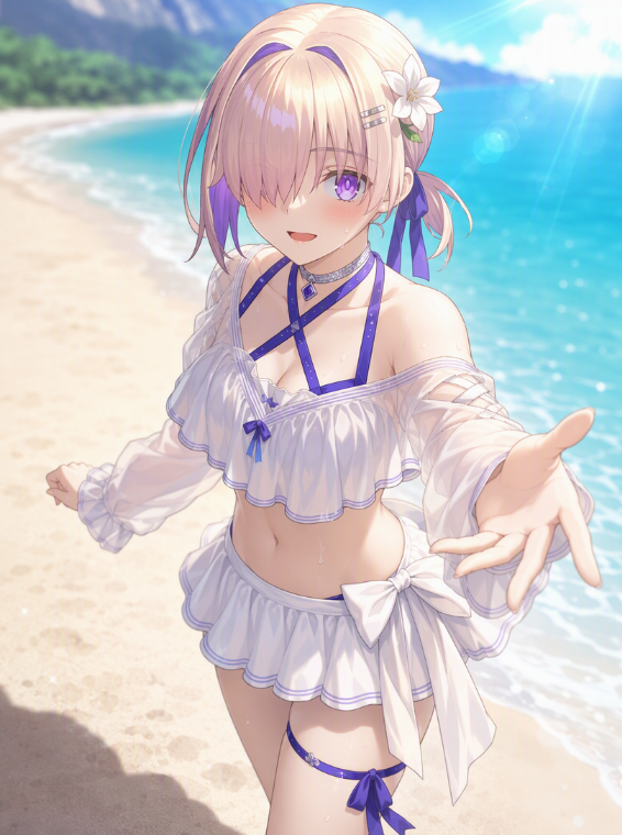 ChaldeaFrames's tweet photo. 新しい水着もかわいい！！

#マシュ・キリエライト #FGO https://t.co/l69TLrZMY7