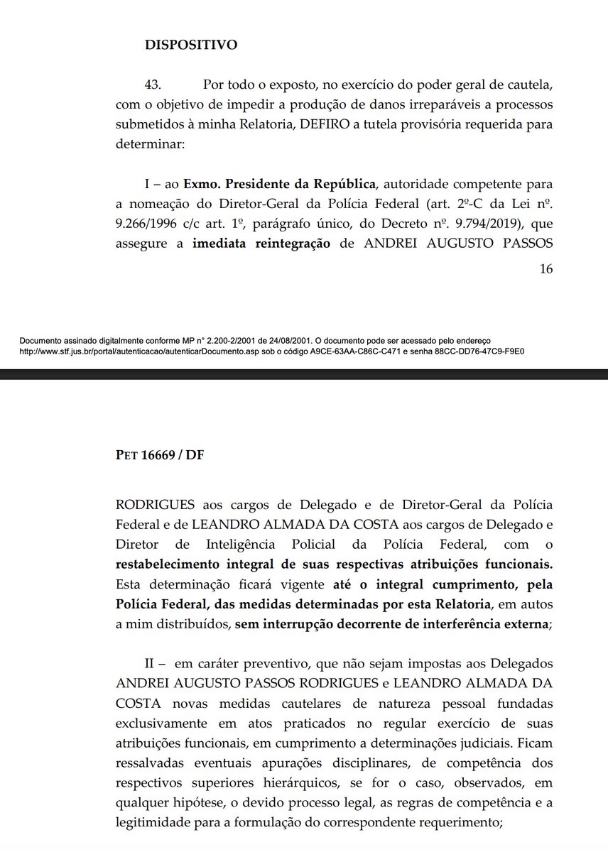 eixopolitico's tweet photo. 🇧🇷 URGENTE: Ministro Flávio Dino determina a reintegração de Andrei Rodrigues à direção-geral da Polícia Federal, revertendo o afastamento imposto por André Mendonça.

Dino argumenta que o Partido Novo não tinha legitimidade para pedir o afastamento e que a competência para julgar o caso seria do Plenário do STF, não de decisão individual de Mendonça. Ele também determinou a reintegração de Leandro Almada à Diretoria de Inteligência da PF e suspendeu novas medidas cautelares contra os dois enquanto atuarem "no regular exercício de suas atribuições".