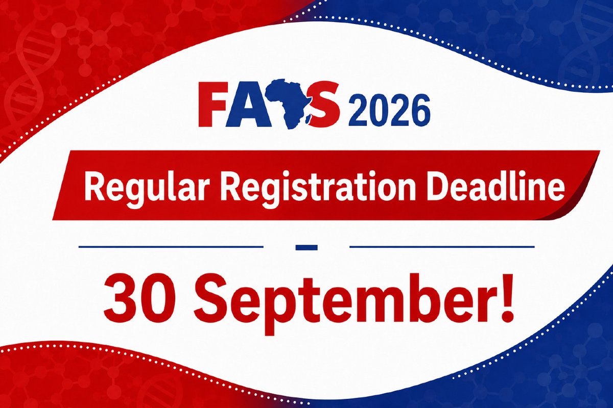 FAISAfrica's tweet photo. Join us in Cape Town for #FAIS 2026
Register by 30 September to secure the regular registration fee before late-registration rates apply.
🎤 Meet our speakers, leading African and international immunologists: https://t.co/ss1CDMvjsL
👉 https://t.co/leGO0KOUO0
#FAIS2026 https://t.co/yfAEgwoVir